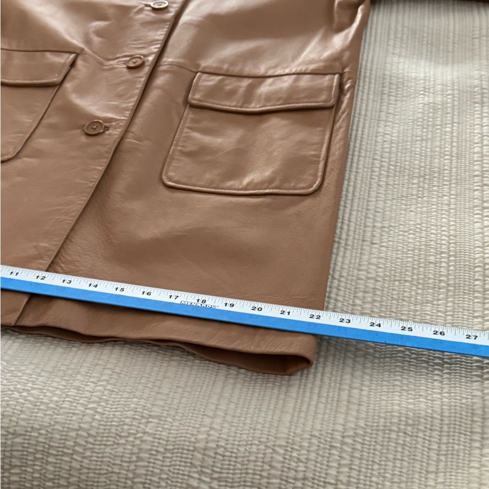 Newport News Tan Leather Trench Coat - Picture 7 of 8